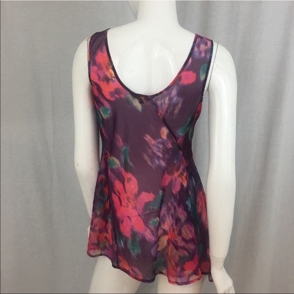SOLD Medium Express Floral Sheer Sleeveless Blouse - Picture 7 of 8